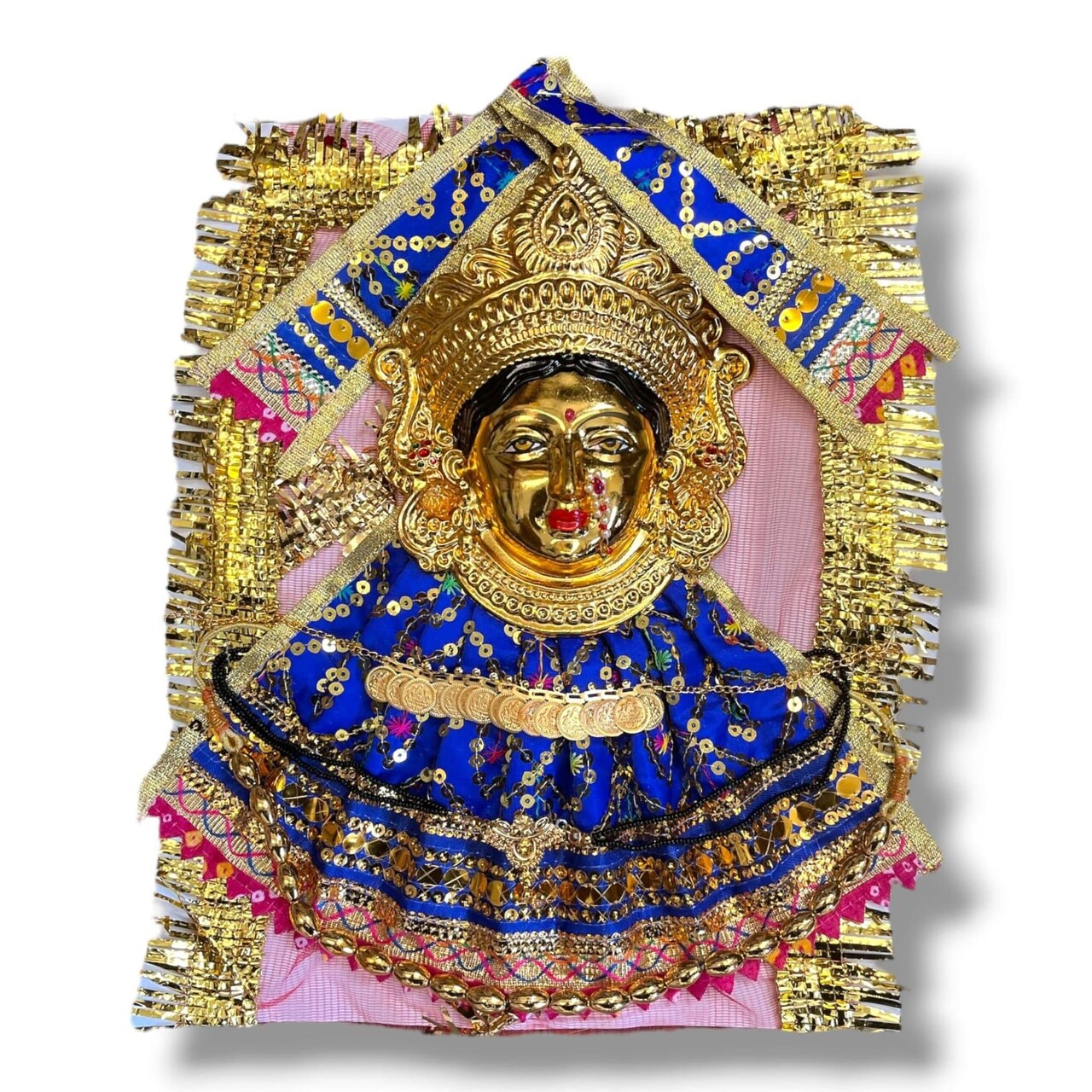 Varalaxmi Goddess Face Set Devi Mata Mukhota Mahalaxmi Face Idol Gotta with Embroidery Dress Jewelry for Vara Lakshmi Vratam Navaratri Margashirsha Vratha Pooja Temple
